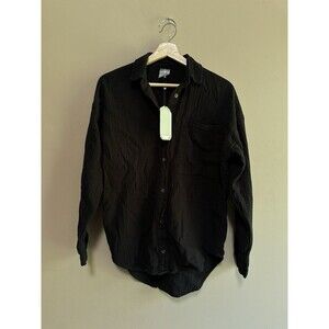 NWT CALIA 100% Cotton Oversized Swim‎ Coverup Button Down Black Size XXS Beachy